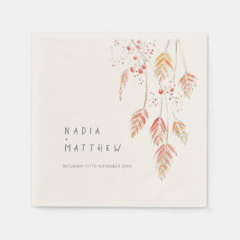 Servilleta De Papel Bodas de hierbas de hierba acuarela bodas otoño