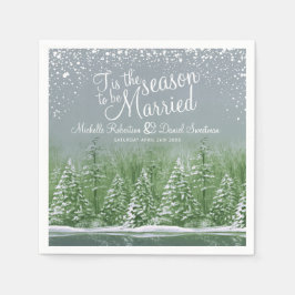 Servilleta De Papel Bodas de invierno pinos lago gris verde arte