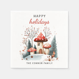 Servilleta De Papel Bodas de Invierno Rojo y Verde Felices Fiestas