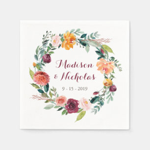 Servilleta De Papel Bodas de la flor de otoño, servilletas, Naranja de