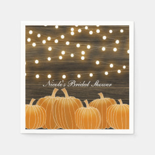 Servilleta De Papel Bodas de Otoño con Calabazas y Luces de Cadenas: B