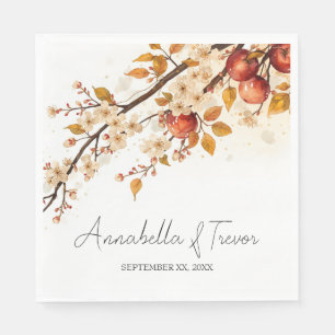 Servilleta De Papel Bodas de Otoño con Manzanas y Flores
