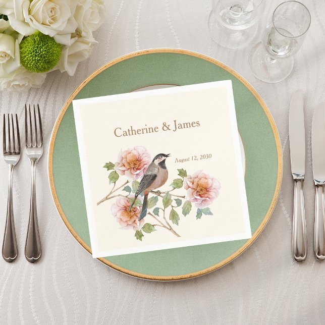 Servilleta De Papel Bodas de Pájaros en Flores (Subido por el creador)