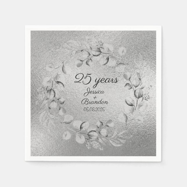 Servilleta De Papel Bodas de plata 25º aniversario de boda (Anverso)