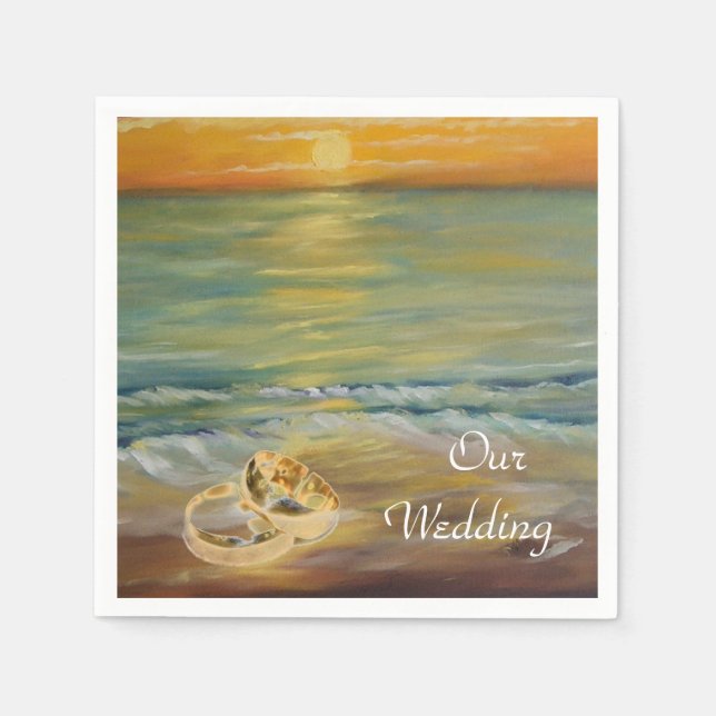 Servilleta De Papel Bodas de playa al atardecer (Anverso)