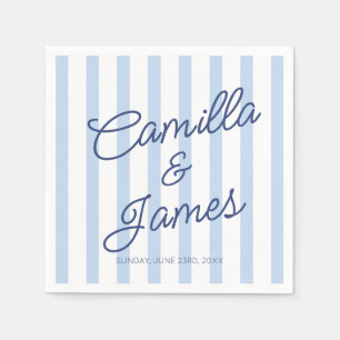 Servilleta De Papel Bodas de rayas azules minimalistas simples persona