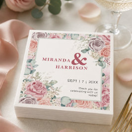 Servilleta De Papel Bodas de Rosas en Acuarela