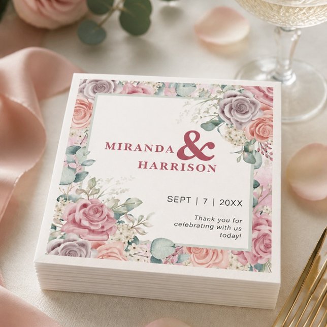 Servilleta De Papel Bodas de Rosas en Acuarela  (Subido por el creador)