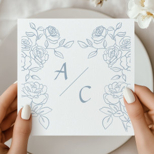 Servilleta De Papel Bodas de Rosas Francesas Blancas y Azules Modernas