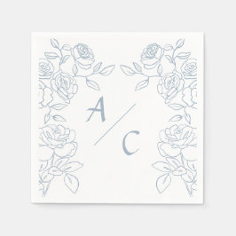 Servilleta De Papel Bodas de Rosas Francesas Blancas y Azules Modernas