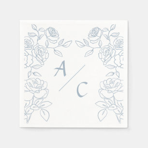 Servilleta De Papel Bodas de Rosas Francesas Blancas y Azules Modernas