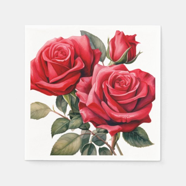 Servilleta De Papel Bodas de Rosas Rojas (Anverso)