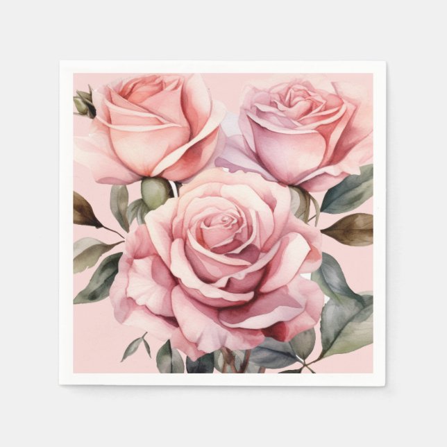 Servilleta De Papel Bodas de Rosas Rosadas (Anverso)