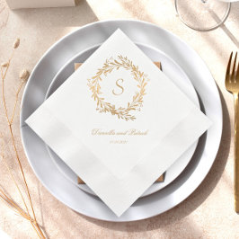Servilleta De Papel Bodas Floral Gold Monograma