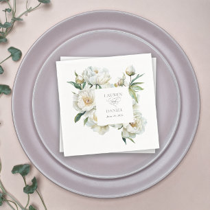 Servilleta De Papel Bodas Florales Acuarela de Peonías Blancas Elegant