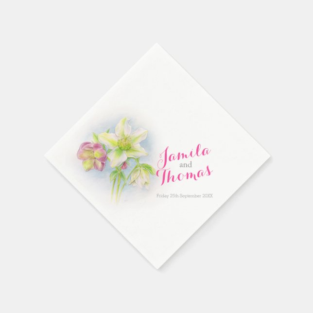 Servilleta De Papel Bodas hellebores toallas de papel rosa verde (Borde)