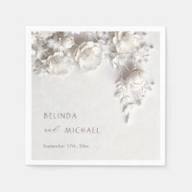 Bodas Minimalistas Rosas Flores 3D de Marfil
