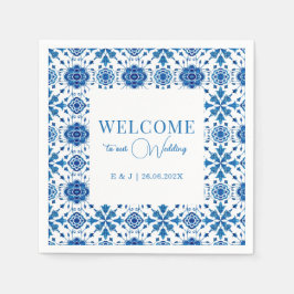 Servilleta De Papel Bodas modernos de baldosas de verano mediterráneo