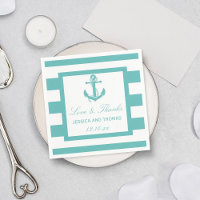 Bodas Nautical Turquoise Stripe Anchor