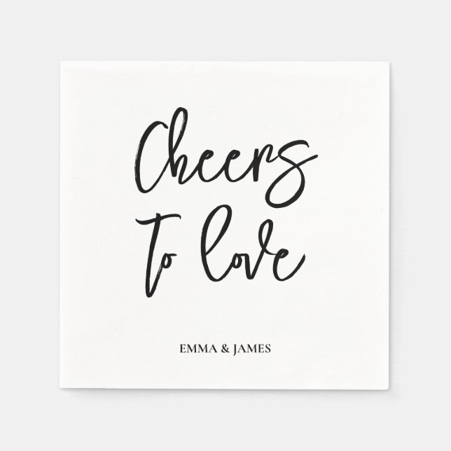 Servilleta De Papel Bodas Personalizadas Cheers Rústicas Letras a Mano (Anverso)