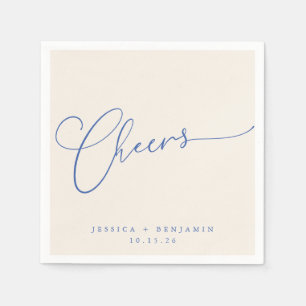 Servilleta De Papel Bodas personalizadas con guión azul marfil Cheers 
