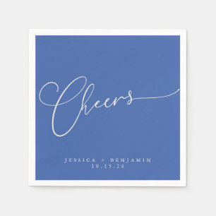 Servilleta De Papel Bodas personalizadas con guión francés azul minima