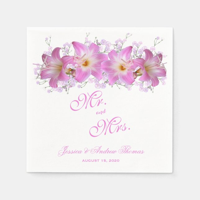 Servilleta De Papel Bodas románticas con lirios Belladonna (Anverso)