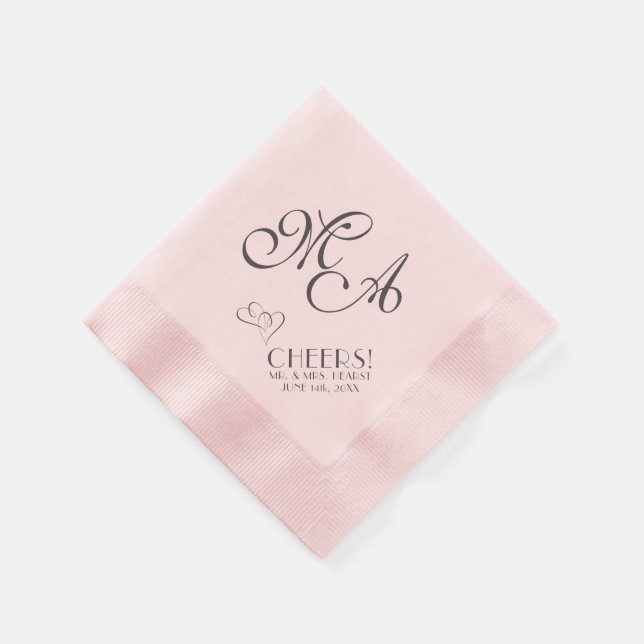 Servilleta De Papel ¡Bodas rosados CHEERS! Cocktail Napkin estándar (Borde)