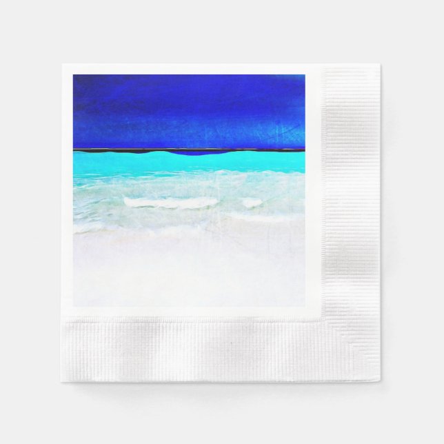 Servilleta De Papel Bodas Sandy Beach Watercolor (Anverso)