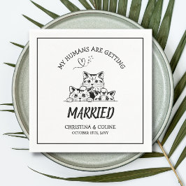 Servilleta De Papel Bodas simples de gatos negros y blancos divertidos