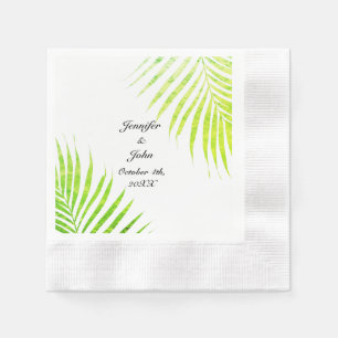 Servilleta De Papel Bodas tropicales Purpurinoso Hoja de Palmera Verde