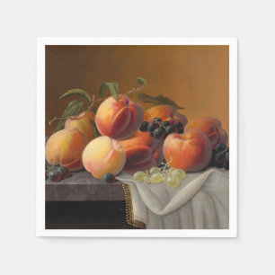 Servilleta De Papel Bodegón de frutas vintage melocotones uvas pintura
