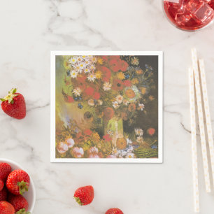 Servilleta De Papel Bodegón floral de Van Gogh Amapolas y rosas rojas