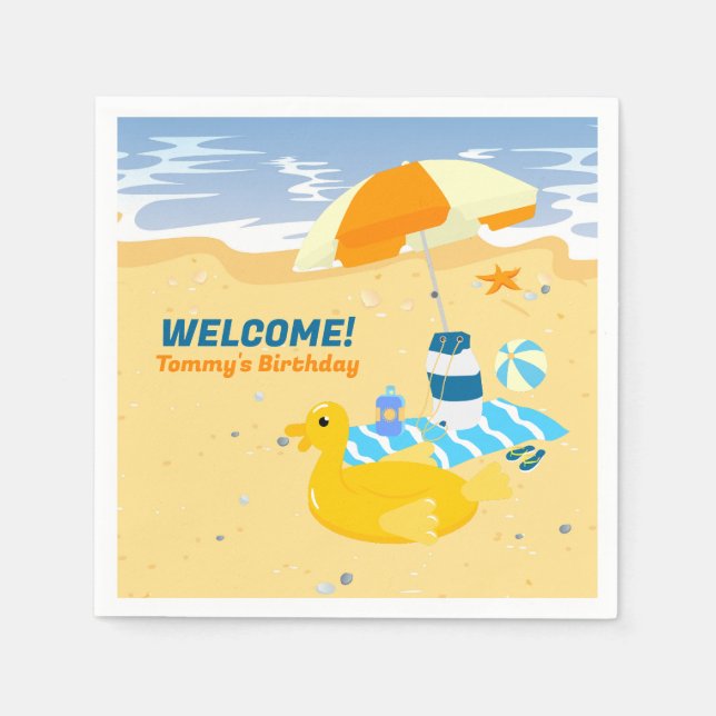 Servilleta De Papel Bodyboard divertida fiesta de cumpleaños de playa (Anverso)