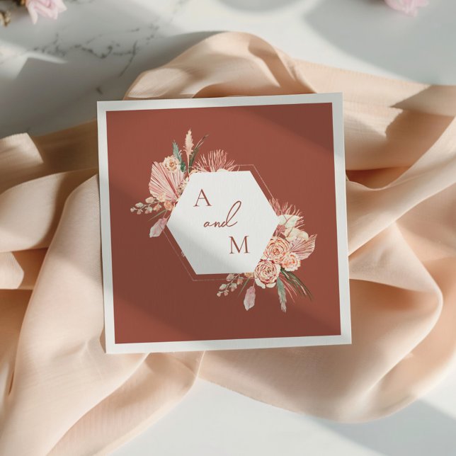 Servilleta De Papel Bohemia Floral Terracotta y Boda de Marfil Invitat (Subido por el creador)