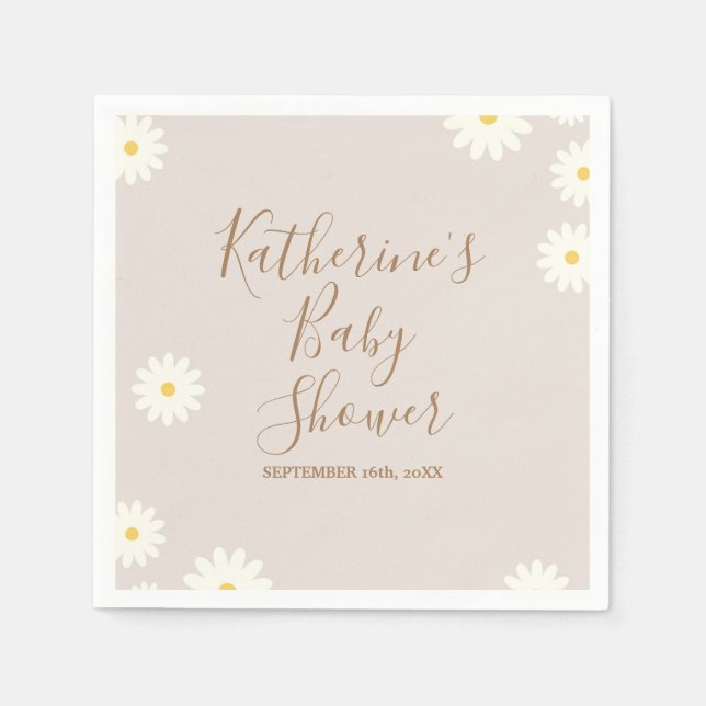 Servilleta De Papel Bohemian Daisy Floral Baby Shower Napkin (Anverso)