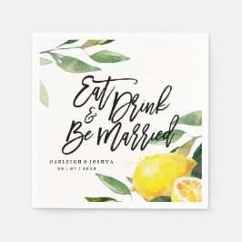 Servilleta De Papel Bohemian Watercolor Lemon Boda Napkin