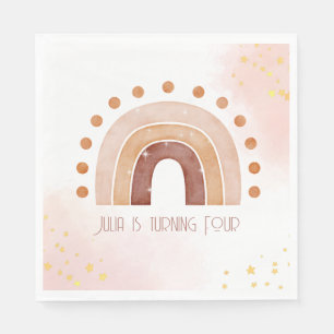 Servilleta De Papel Boho acuarela arco iris Cumpleaños