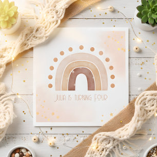 Servilleta De Papel Boho acuarela arco iris Cumpleaños