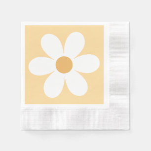 Servilleta De Papel Boho amarillo retro daisy