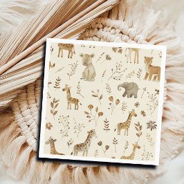 Servilleta De Papel Boho Animales de la jungla beige blanca
