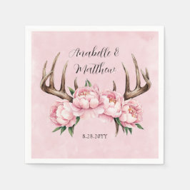 Servilleta De Papel Boho Antler con el Boda de los pueblos rosados