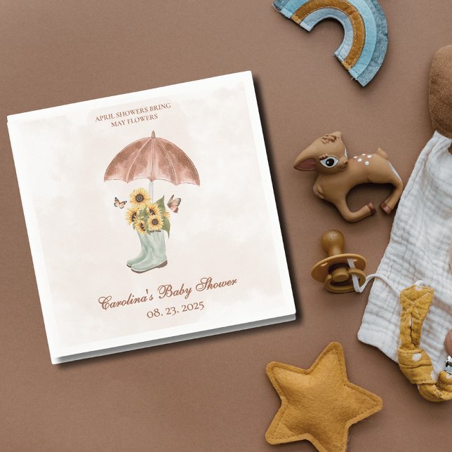 Servilleta De Papel Boho April Showers Bring May Flower Baby Shower (Subido por el creador)