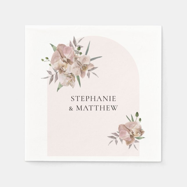 Servilleta De Papel Boho Arch Dusty Orchids Boda Floral (Anverso)