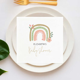 Servilleta De Papel Boho arcoiris Baby Shower colores apagados en la T