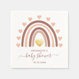 Servilleta De Papel Boho arcoiris Baby Shower rosa