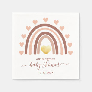Servilleta De Papel Boho arcoiris Baby Shower rosa