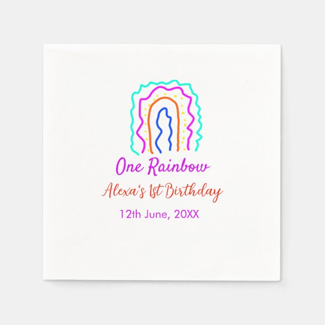 Servilleta De Papel Boho Arcoiris, un niño de cumpleaños, retro brilla (Anverso)