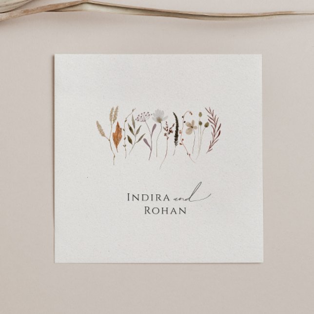 Servilleta De Papel Boho Autumn Wildflower | Boda Napkins (Subido por el creador)