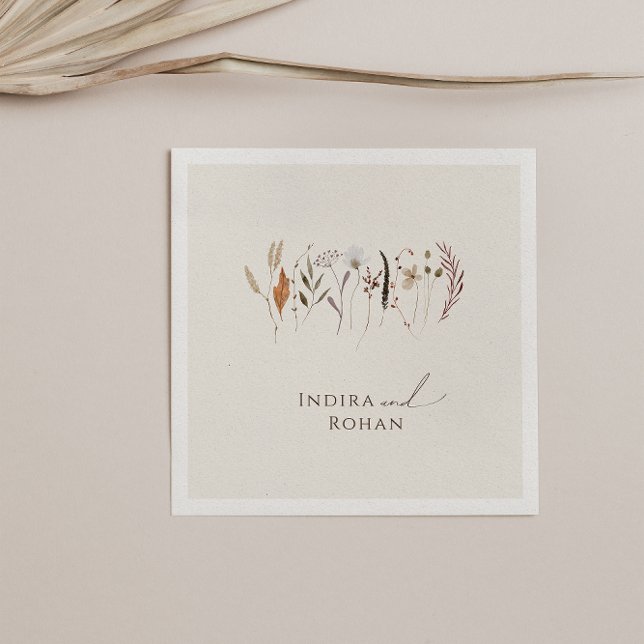 Servilleta De Papel Boho Autumn Wildflower | Napkins Boda Beige (Subido por el creador)